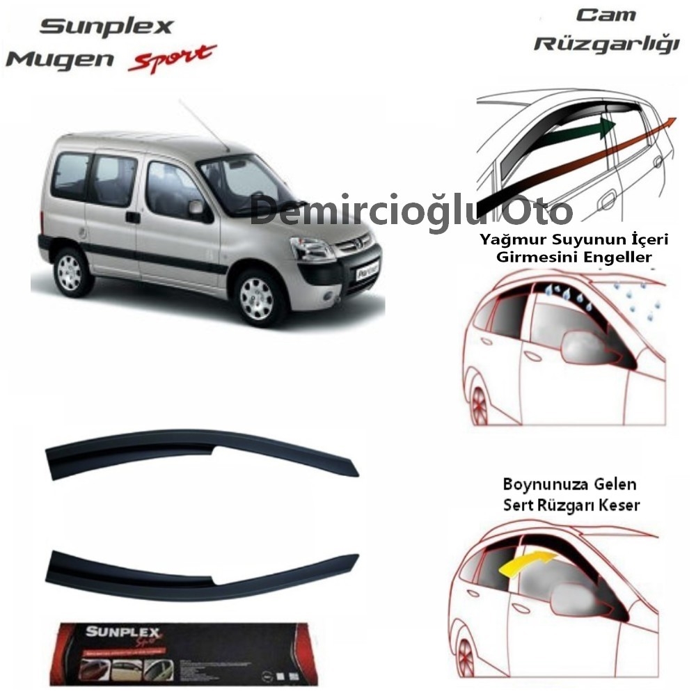 Peugeot Partner 2002 ve 2007 Arası Sport Style Cam Rüzgarlığı Mugen Stil Ön Takım 2'li