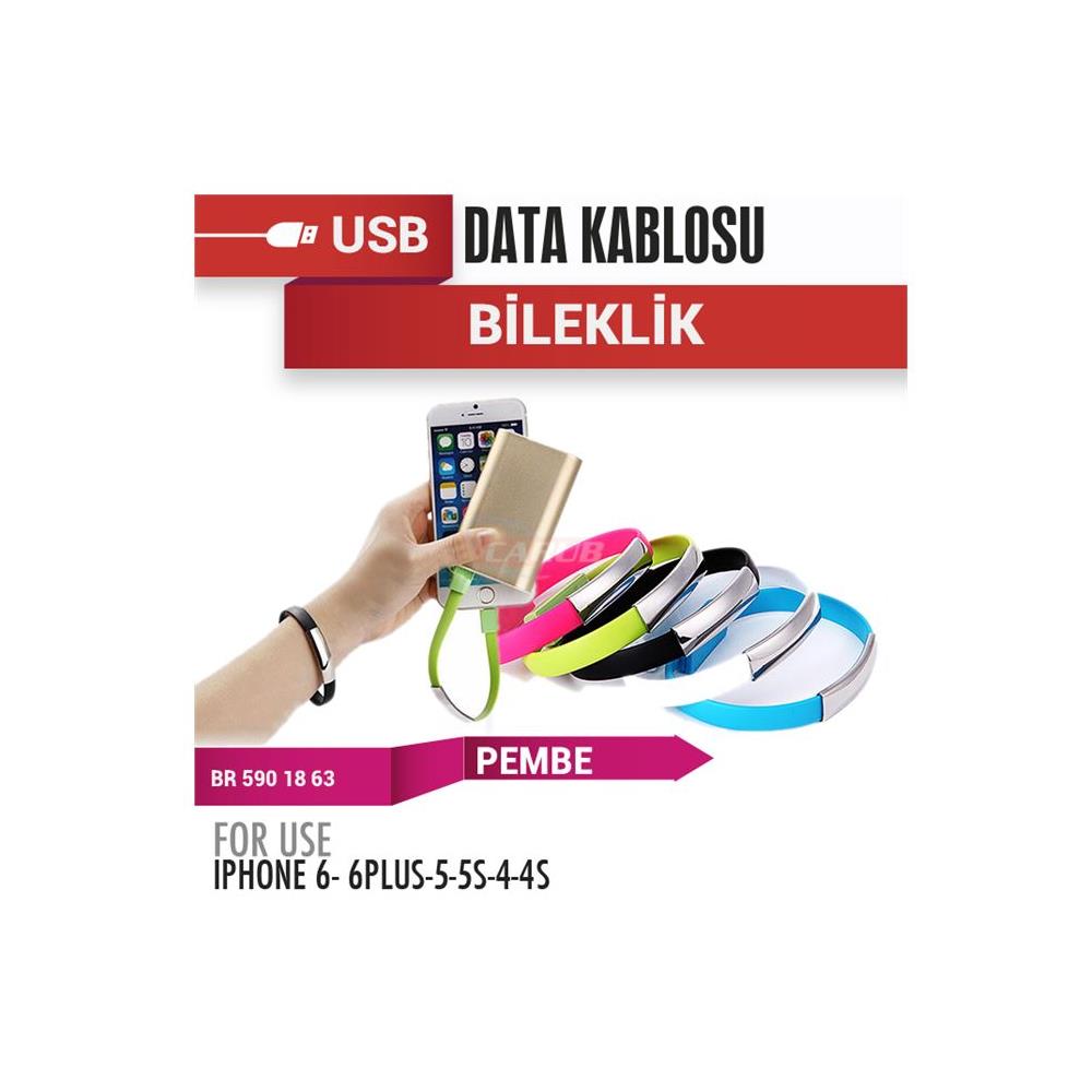 Şarj USB Data Bileklik 12V Iph5-5S-6 Pembe BR5901863